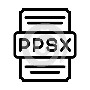 Ppsx icons file type. spreadsheet files document icon with outline design. vector illustration