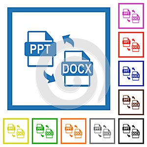 PPT DOCX file conversion flat framed icons photo