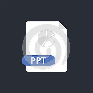 Ppt file icon. Power Point format file icon. Chart icon. Vector