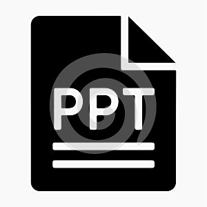 PPT File Icon Solid Black Document Icon