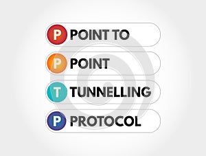 PPTP - Point to Point Tunnelling Protocol acronym, technology concept background