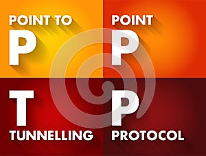 PPTP Point to Point Tunnelling Protocol - method for implementing virtual private networks, acronym text concept background