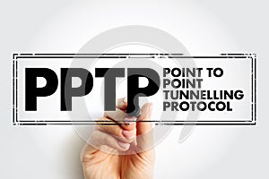 PPTP Point to Point Tunnelling Protocol - method for implementing virtual private networks, acronym text concept stamp