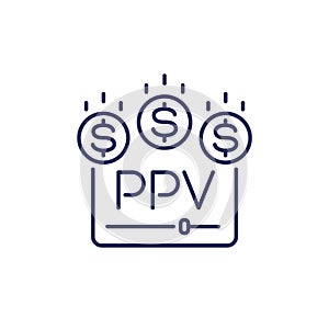 ppv icon, pay per view line vector