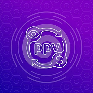 ppv icon, pay per view, line vector design photo