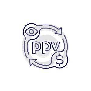 ppv, pay per view line icon