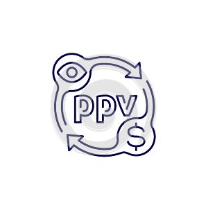 ppv, pay per view line icon photo