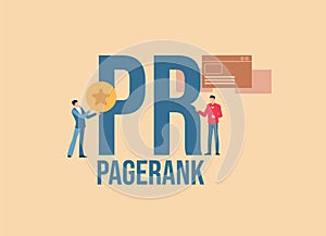 PR Pagerank concept. Investment business strategy payment by cash and credit card social media.