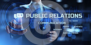PR Public relation management. Business communications concept. photo