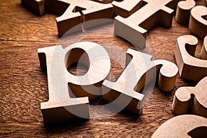 PR Public Relations Wood Letters