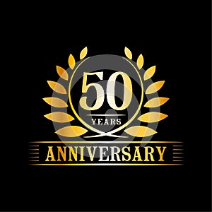 50 years anniversary celebration logo. 50th anniversary luxury design template. Vector and illustration. photo