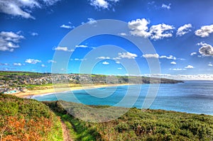 Praa Sands Cornwall England near Penzance and Mullion in colourful HDR photo
