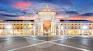 Praca de Comercio at sunset, Lisbon photo