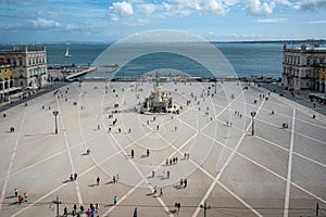 Praca do comercio (Commerce Plaza) from above in Lisbon, Portugal