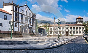 Praca do Municipio, the Town Hall and Church of Saint John the Evangelist of the College of Funchal, Madeira