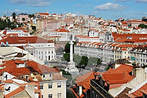 Praca Dom Pedro IV square in city of Lisbon