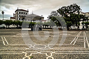 Praca 5 Outubro square of Ponta Delgada and Igreja de Sao Jose, Sao Miguel, Azores, Portugal photo
