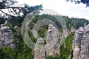 Prachov rock towers formation in Czech republic.