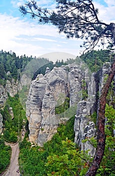 Prachov rock towers formation in Czech republic.