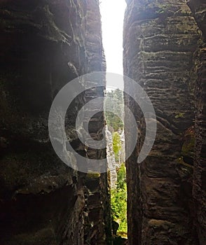 Prachov rock towers formation in Czech republic.