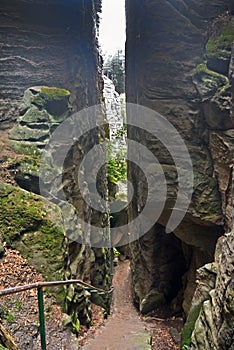 Prachov rock towers formation in Czech republic.