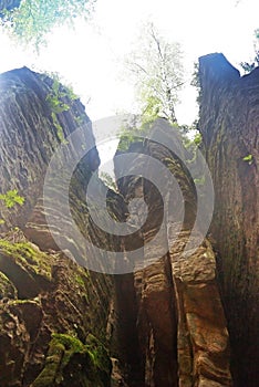 Prachov rock towers formation in Czech republic.