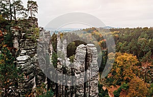 Prachov rocks and towers in Bohemian Paradise, Czech Republic.