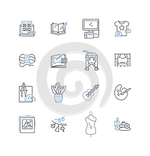 Practical application line icons collection. Utilitarianism, Pragmatism, Feasibility, Efficiency, Innovation photo