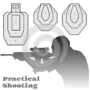 Practical shooting man and rifle targets illustration photo