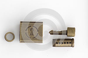 Practice lock for lockpicking and locksmiths dissasembled