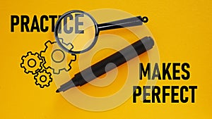 Practice makes perfect is shown using the text