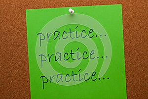 Practice Message On Cork Board