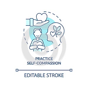 Practice self compassion blue concept icon photo