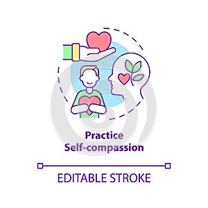 Practice self compassion concept icon photo