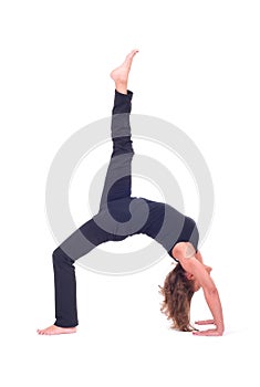 Practicing Yoga exercises / Yoga - Bridge pose - Urdhva Dhanurasana