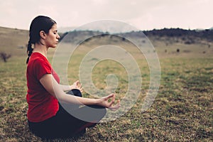 Practicing yoga in nature