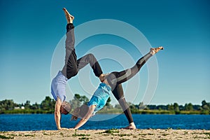 Practicing yoga together