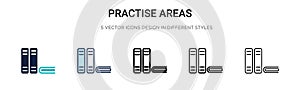 Practise areas icon in filled, thin line, outline and stroke style. Vector illustration of two colored and black practise areas