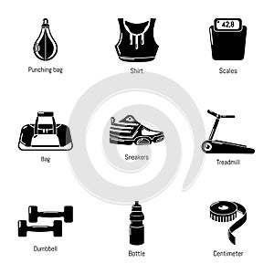 Practise icons set, simple style