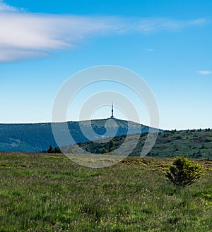 Praded hill from Jeleni hrber hill summit in Jeseniky mountains in Czech republic