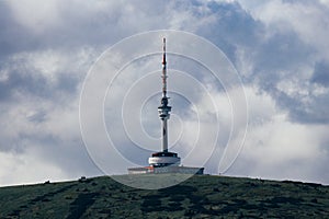 Praded lookout tower and television transmitter - the highest mountain of Hruby Jesenik in northern Moravia in the Czech Republic