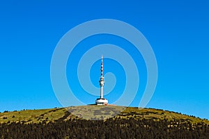 Praded lookout tower and television transmitter - the highest mountain of Hruby Jesenik in northern Moravia in the Czech Republic