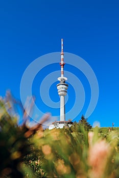 Praded lookout tower and television transmitter - the highest mountain of Hruby Jesenik in northern Moravia in the Czech Republic