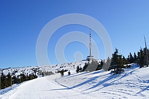 Praded outlook tower at winter