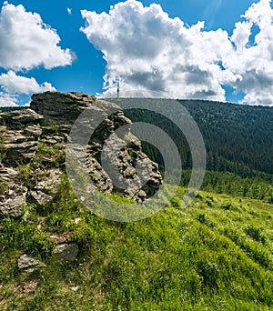 Praded from Sokol hill in Jeseniky mountains in Czech republic