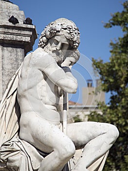 Pradier fountain architecture detail, NÃ®mes, France