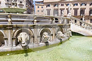 Praetorian Fountain Fontana Pretoria in Palermo, Sicily, Italy