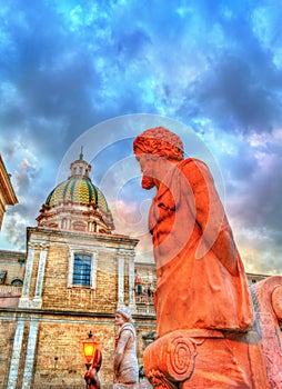 The Praetorian Fountain and the San Giuseppe dei Teatini Church in Palermo, Italy