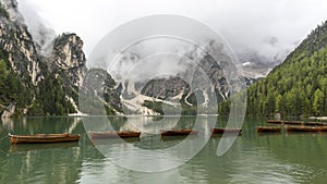 Pragser Wildsee Chain Boats Dolomites