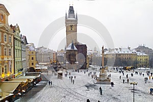 Prague, aerial view of old town square photo